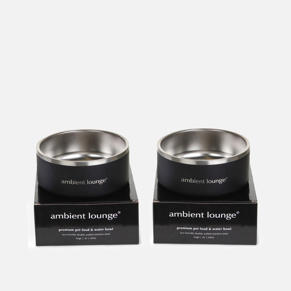 2-Liter-Doppelwandiger Edelstahl-Futter- und Wassernapf für Hunde (2er-Set)