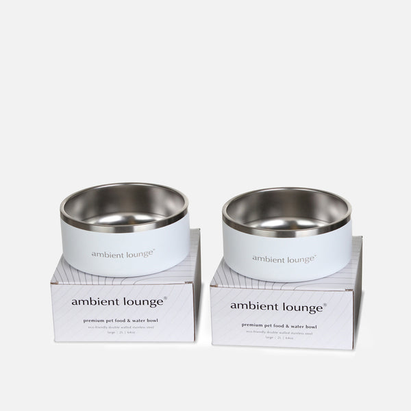 2-Liter-Doppelwandiger Edelstahl-Futter- und Wassernapf für Hunde (2er-Set)