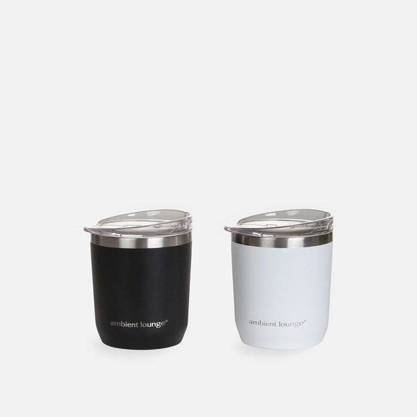 Stainless Steel Drink Cup - Black & White - 300ml (Set of 2)