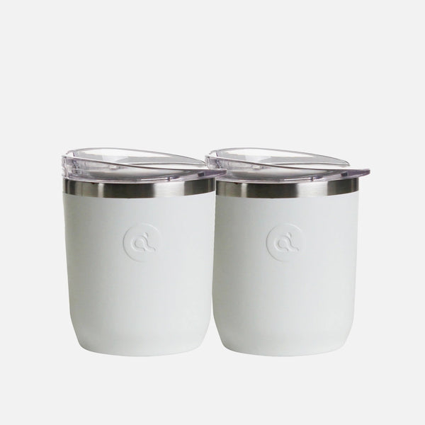 Stainless Steel Drink Cup - White - 300ml (Set of 2)