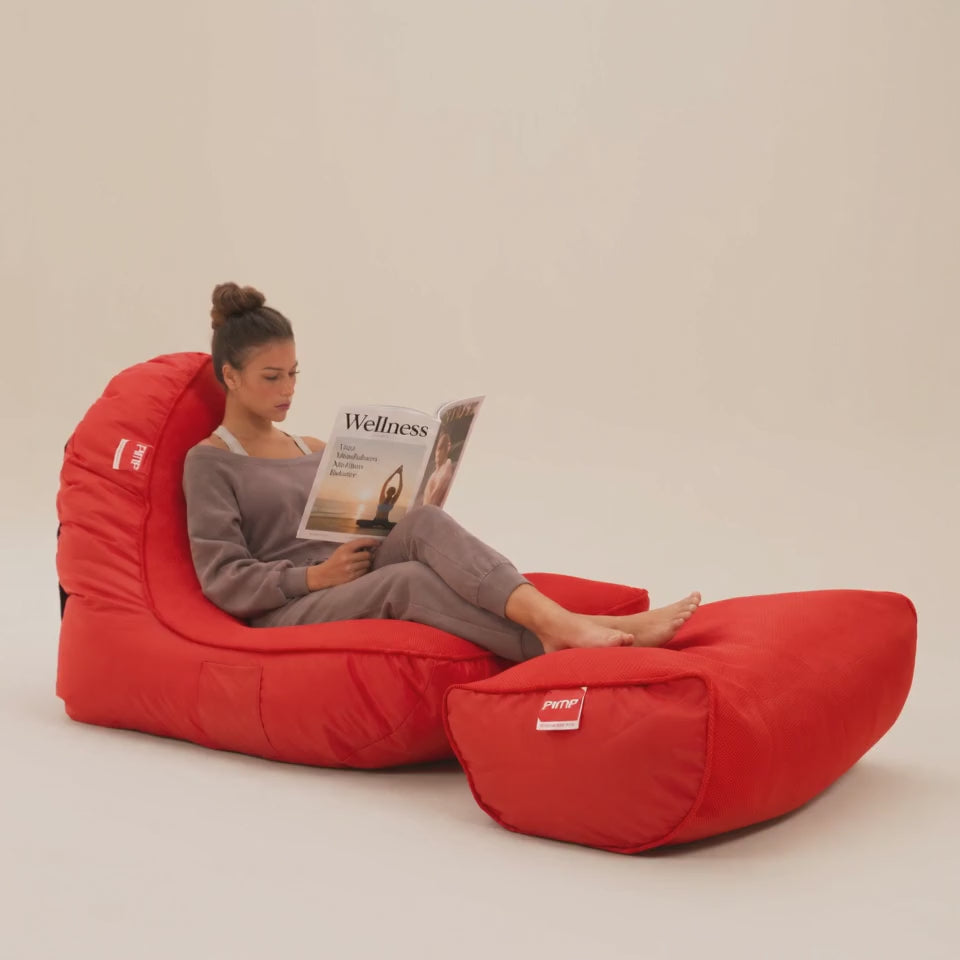 Street Cred Red AirMesh sofa and footrest reading video