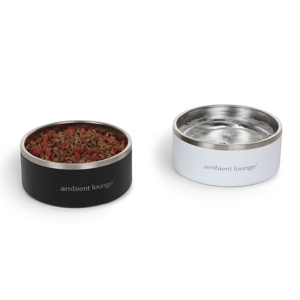 2L Stainless Steel Dog Bowl - Black/White (Set of 2)
