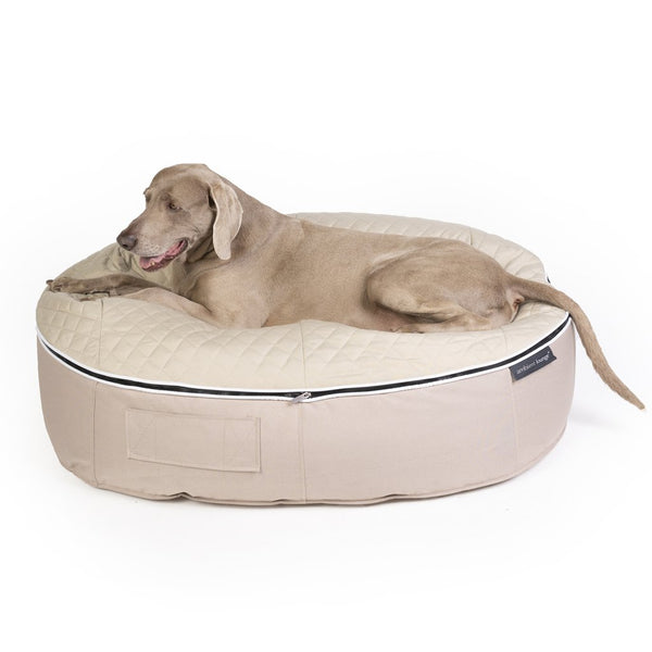 (L) Premium ThermoQuilt Dog Bed (Beige)